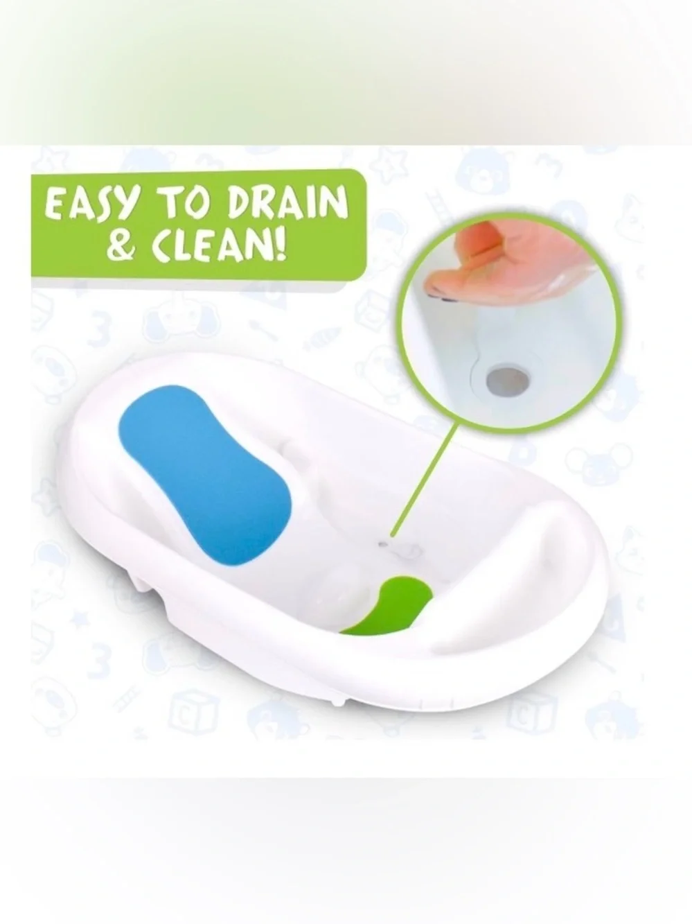CoComelon 0-24 Month 3-in-1 Baby Bathtub W/Removable Sling, Drain and Storage